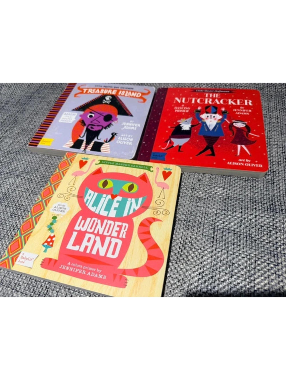BabyLit Board Book Lot of 3 Alice in Wonderland Treasure Island Nutcracker Adams